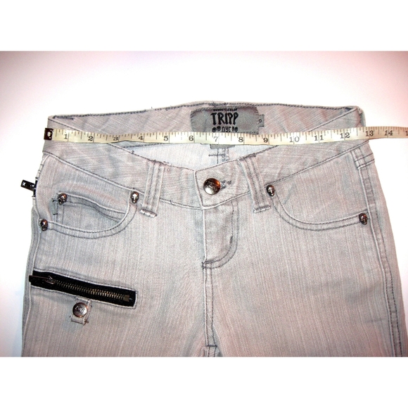 Tripp Nyc Gray Zipper Skinny Jeans Juniors Sz0 - Picture 3 of 8
